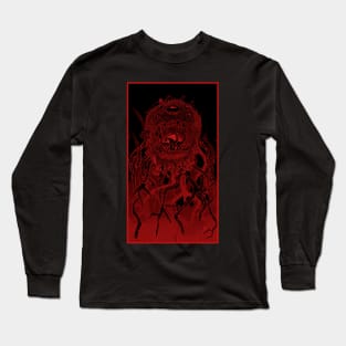 Monstah, line art, red on black Long Sleeve T-Shirt